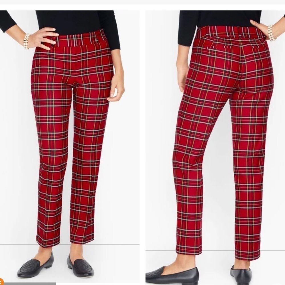 Talbots Hampshire Ankle Pant Classic Red Tartan 4 Petite